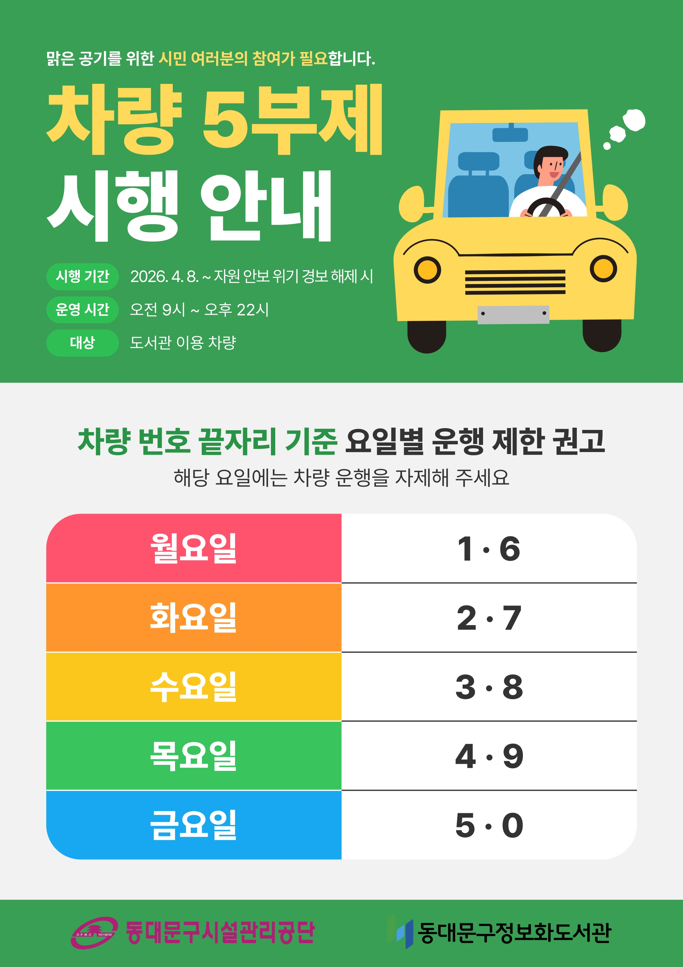 차량 5부제 권고 안내